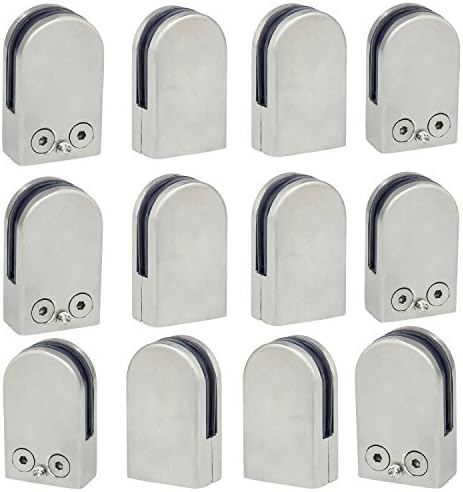 Discoball Glass Clamps 8 PCS 10-12mm Stainless Steel 304 Glass Clips Adjustable Glass Bracket Flat Back for Balustrade Staircase Handrail