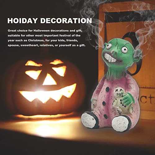 Zombie Incense Holder, Voodoo Doll Incense Burner, Blackflow Zombie Cone Burner With Voodoo Doll, Handmade Resin Ornament Craft Gift, Desktop Halloween Decoration #TOP2