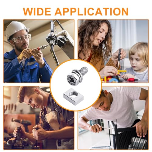 ShanBye M6 Motorradbatterie Schrauben und Muttern, 16 Sets Motorradbatterien Schrauben mit Vierkantmuttern aus 304 Edelstahl fr ATV Scooter Fahrrad Roller DIY