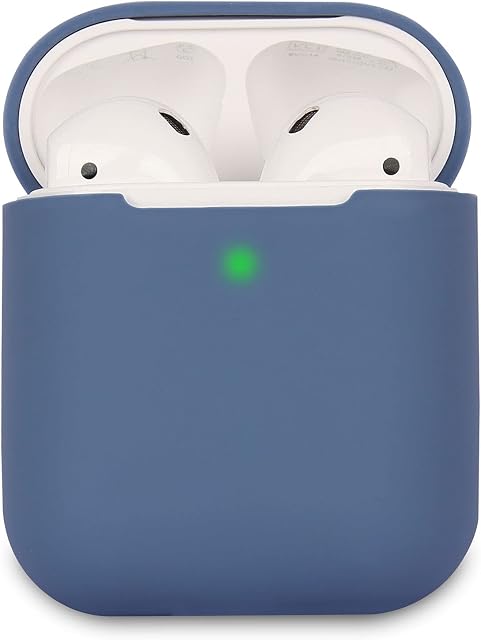 Airpods Case Cover Compatible with AirPods 2, KOKOKA Silicone Shockproof Airpods Case Cover [Front LED Visible][Support Wireless Charging] -Midnight Blue