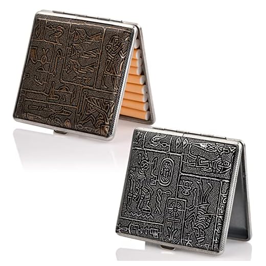 Nivofu 2pcs Pitillera, Cajas de Cigarrillos De Metal, Pitilleras para Cigarrillos, Cigarette Case para 20 Cigarrillos, Pitillera de Metal, Cigarette Case Vintage para Mujer y Hombre
