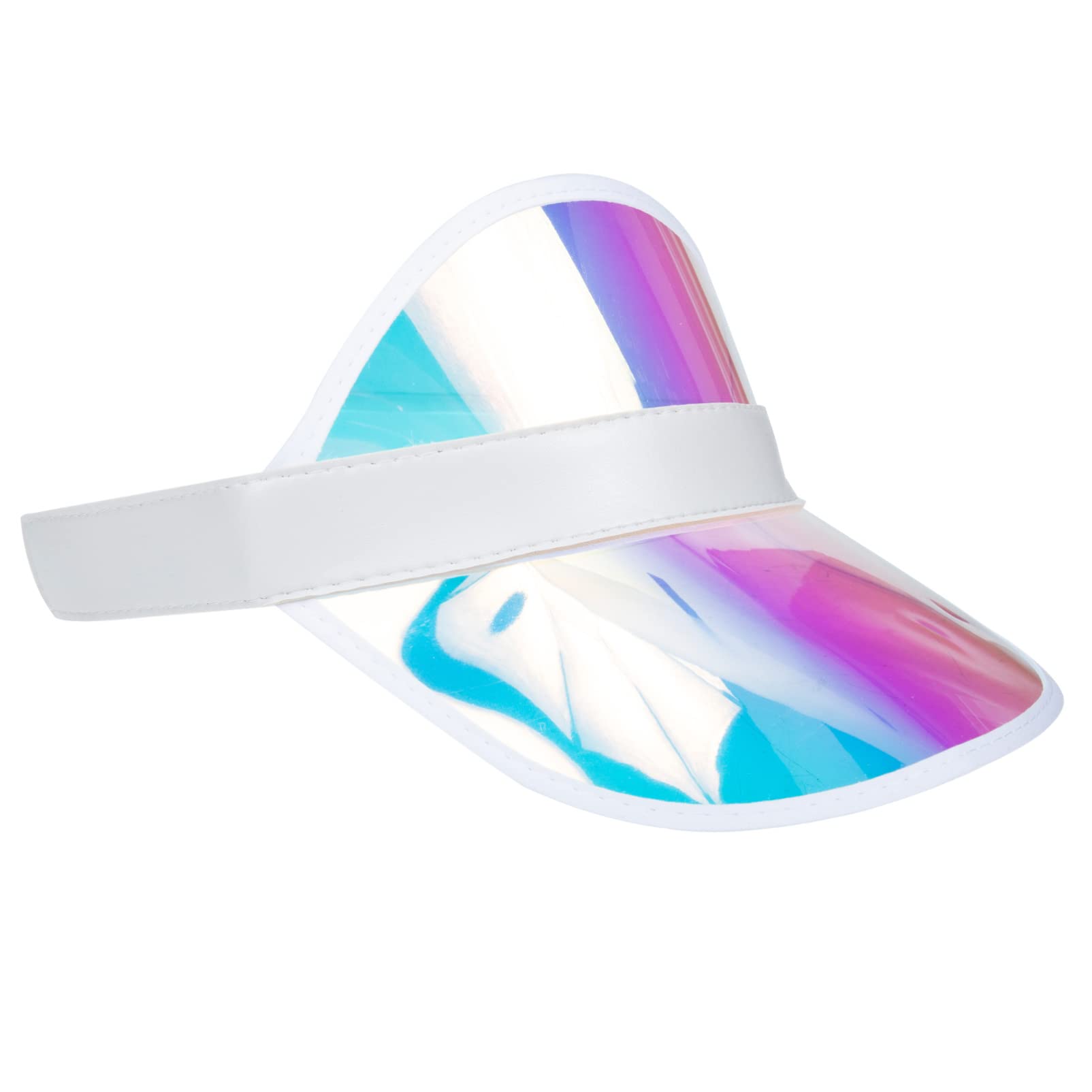 Gatuida PVC Sun Visor Hat Clear Colored UV Protection Golf Cap Beach  Transparent Iridescent Visor Cap for Summer Sports Outdoor Activities