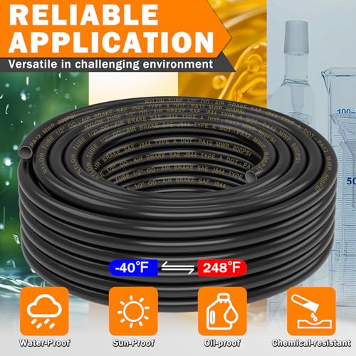 CheeMuii 100 FT 1/2" Double Layer DOT Air Line Premium PA12 Nylon 1/2 Pneumatic Tubing SAE J844 DOT Air Hose 31 Meter 1/2 Inch OD Pneumatic Air Tubing Pipe Hose Line by CheeMuii - Image 6