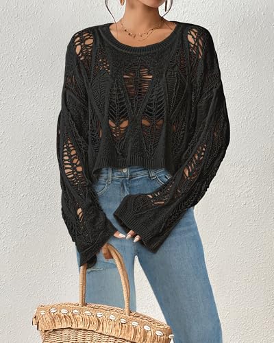 Image of Bsubseach Crochet Cropped Tops for Women Spring Summer Knit Hollow Out Bathing Suit Beach Cover Up Tops 2025
