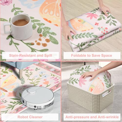 Tapete para sala 5'x7' beige de lana sintética antideslizante miniatura 3