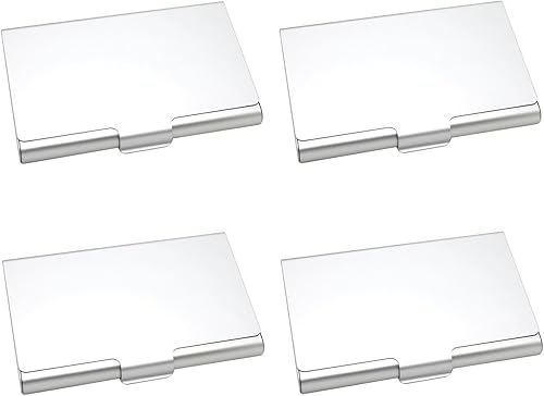 Paquete de 4 fundas profesionales para tarjetas de visita delgadas, de aluminio, organizador de tarjetas de crédito para hombres y mujeres