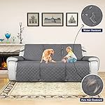 PureFit Water Resistant Reversible Sofa Covers for Reclining Sofa - Non Slip Split Recliner Couch Cover for 3 Cushion Couch, Washable Furniture Protector for Kid, Dog (3 Seat, Gray/Light Gray) - Image 3