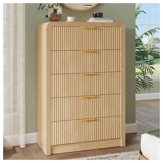 Decofy Modern 5-Drawer Fluted Dresser