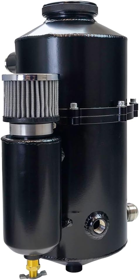 Moroso 22028 Dry Sump Oil Tank, 2 Piece 60/40 Split, 16.5" Tall x 7" Diameter, w/Breather Tank, Black Powder Coat