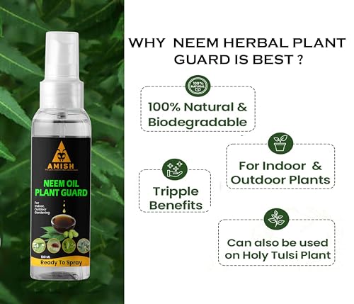 Image of Amish Herbal Neem Oil Spray 100 ml |100% Pure & Water-Soluble Neem Oil Spray for Plants | 100ml Ready-to-Use Plant Insecticide, Fungicide & Miticide | Safe for Indoor & Outdoor Garden