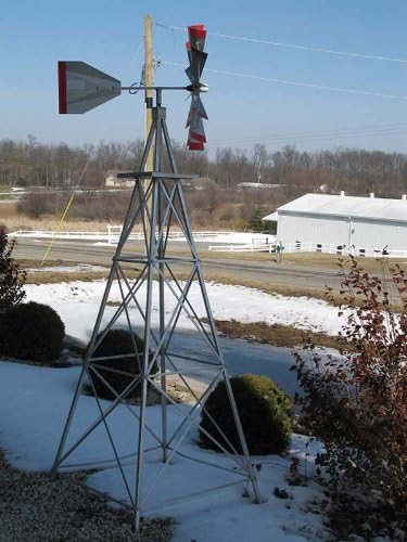 12 Ft Premium Aluminum Decorative Garden Windmill- Green Trim