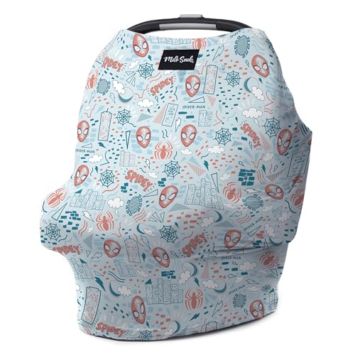 Image of Milk Snob Original Marvel 5-in-1 Baby Cover, Breastfeeding, Car Seat, Carrier, Stroller, High Chair, Shopping Cart, Canopy, Baby Shower Gender Neutral Gifts, Nursing Top (Spider-Man Sketch Book)