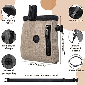 3 Pcs Dog Treat Pouch Dog Treat Training Pouch Washable Dog Treat Bag with Waist Strap and Poop Bag Dispenser for Carry Puppy Pet Toys, Kibble, Treats Holder, 2 Ways to Wear (Simple)