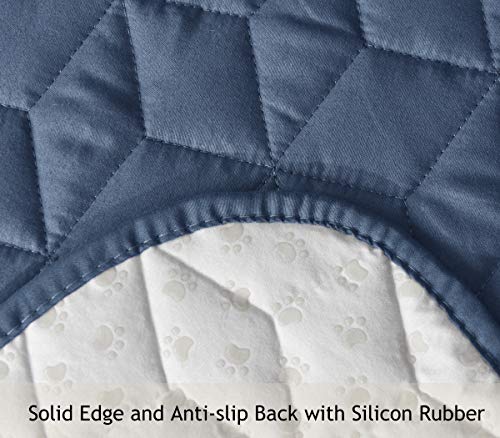 Ameritex Chair Cover With Anti-Skip Dog Paw Print 100% Water-Resistant Quilted Furniture Protector Slipcover For Dogs, Children, Pets Chair Slipcover For Leather Couch (Blue, 23'') #TOP4