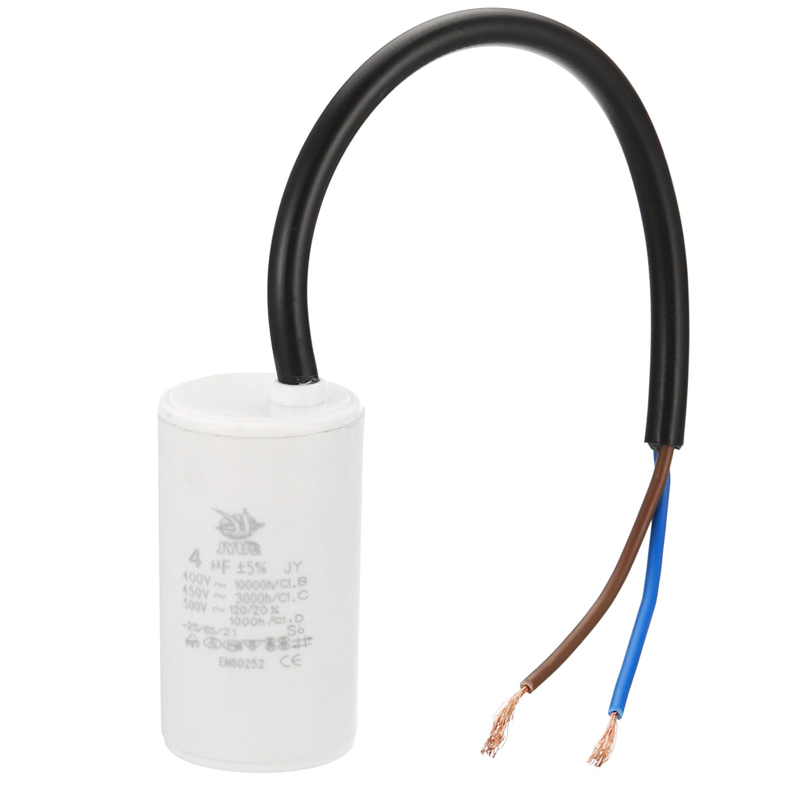 PATIKIL CBB60 4uf Running Capacitor,1Pcs AC 450V 2 Wires 50/60Hz Cylinder 54x30mm for Water Pumps, Washing Machines Motor Start