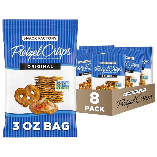 Image of Snack Factory Pretzel Crisps, Original, On-the-Go Bag, 3 Oz (Pack of 8)