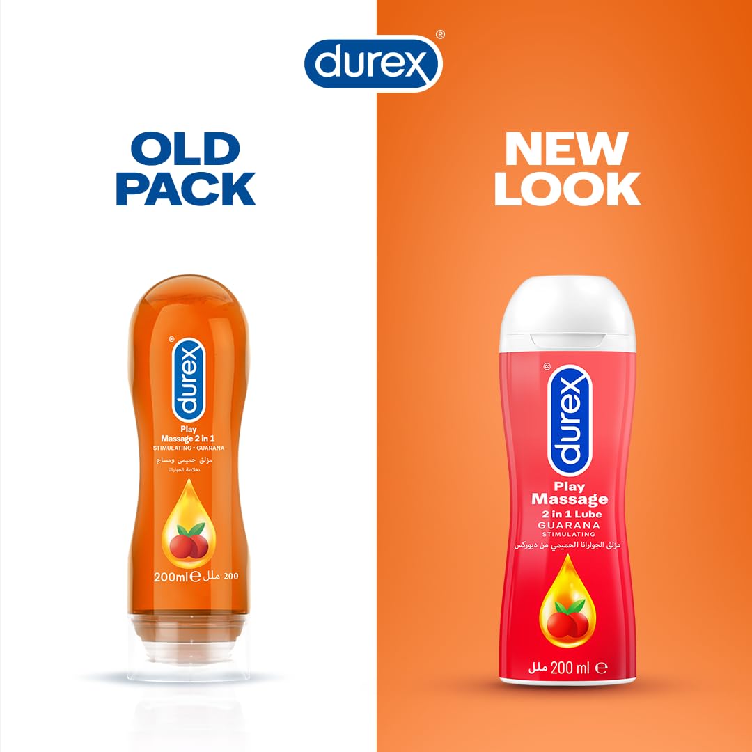 Durex Play Massage 2-in-1 Gel 200ml, Sensual Massage Gel and Personal Lubricant in One, Smooth Glide for Relaxing Couples Massage and Intimacy, Large 200ml Pump-Free Bottle