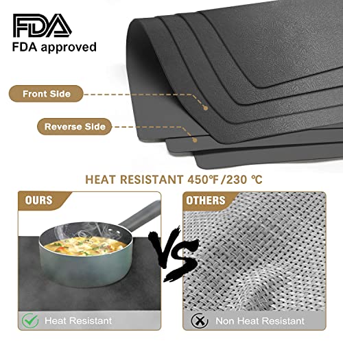 KERYCHIN 6 Silicone Placemats + 6 Round Washable Coasters Set, Heat Resistant 450°F, Non-Slip Leaf Pattern Design - Image 3