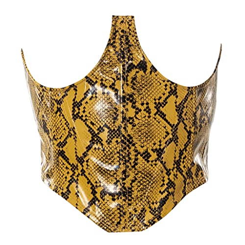 Corsé moldeador de cintura con patrón de serpiente para mujer, moldeador de cuerpo, faja reductora extensor, ropa de calle, decoración de cintura, corsé para mujer, Amarillo, M