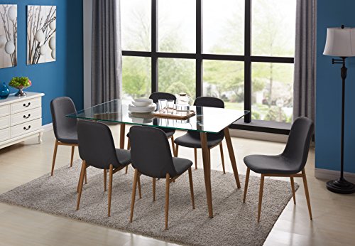 Ids Online Mid Century Dining Table, Office Desk, Glass : 8Mm, Wooden Skin #TOP6