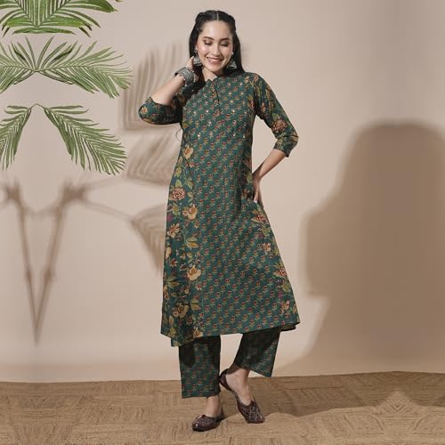 Image of Globus Women Kurta Set (GS572443 Green S)