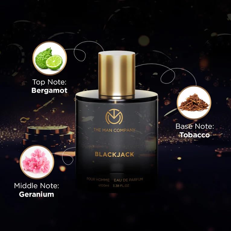 Image of The Man Company Blackjack Perfume for Men - 100ml | Premium Long-Lasting Fragrance Body Spray | EDP for Men (Eau De Parfum) | Valentine Gift Set For Husband, Boyfriend