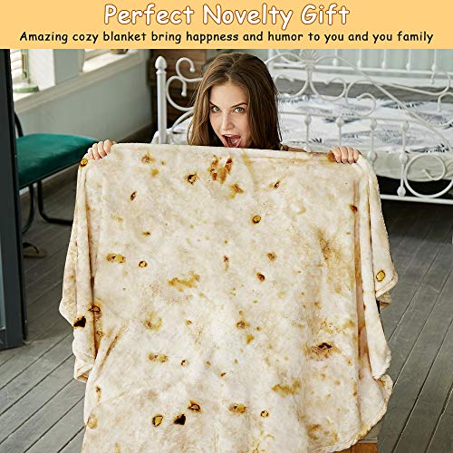 Searoomy Burritos Tortilla Throw Blanket, Tortilla Wrap Blanket, Novelty Tortilla Round Blanket Giant Tortilla Round Soft Blanket For Adults And Kids (Light Yellow, 60 Inches-Double Size) #TOP2