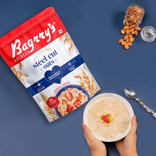 Image of Bagrry's Steel Cut Oats 1.5kg | High in Fibre & Protein | Non-GMO | No Added Sugar | Old-Fashioned Oats | Weight Management | Regulates Cholesterol | Healthy Breakfast Cereal | No Added Preservatives