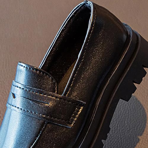 Kids Boys Girls Soft Leather 𝐎xfords Dress Wedding Shoes Rubber Sole Water-Proof Lace Up Ankle Shoes Loafers2