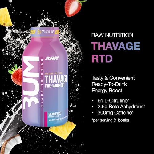 image for RAW Ready to Drink Pre-Workout Drink - BUM Thavage RTD Preworkout Shak