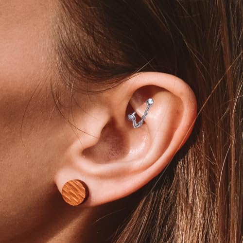 5 Pcs Vertical Labret Lip Piercing Jewelry 316L Stainless Steel 16G Tragus Helix Rook Piercing Jewelry with Chain Cartilage Earrings for Women Men4