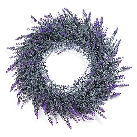 DDHS 18" Artificial Lavender Wreath for Front Door and Wall Decor Cover