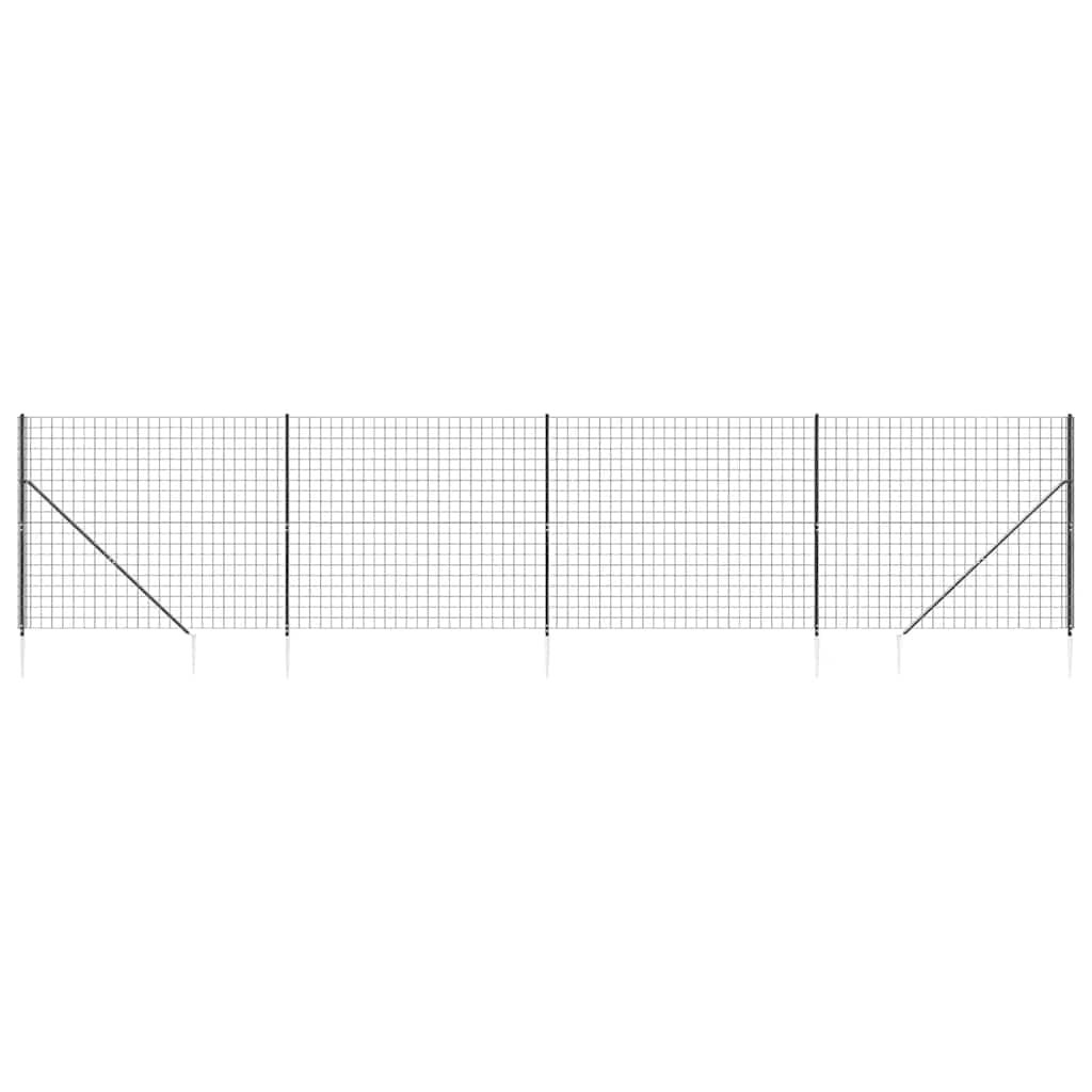 Wire Mesh Fence with Spike Anchors Anthracite 1.6x10 m Galvanised Steel PVC Coated Garden Boundary Animal Enclosure Security Barrier Fence Roll with Posts and Fittings