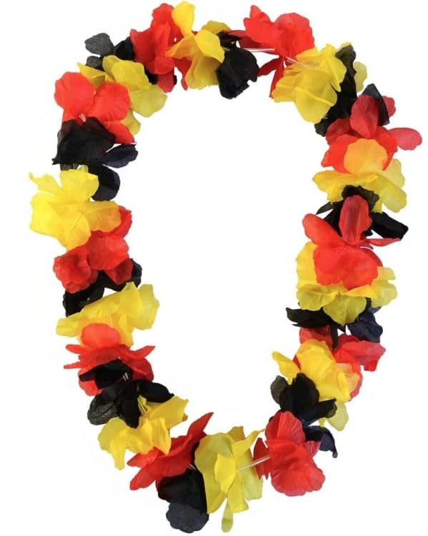AKTIVHANDEL Hawaiikette Deutschland Hawai Kette ca. 90-95 cm lang schwarz rot gelb Polyester (6 Stück)