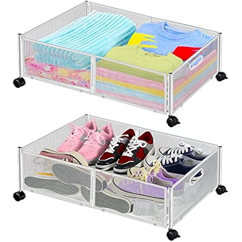NBOOCUP Unterbett-Aufbewahrung mit Rädern, verbesserte Unterbett-Aufbewahrungsbehälter Cover