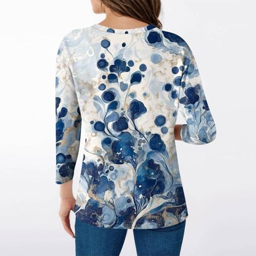 HTHLVMD Womens 3/4 Length Sleeve Tunic Tops Summer Fall Outfits 2025 Three Quarter Sleeve Casual V Neck T Shirts for Women