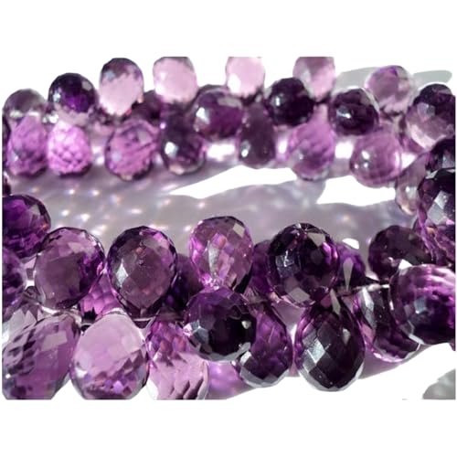 Perles d'améthyste violette tear drop micro facettes pour création de bijoux artisanaux 2IN - 2