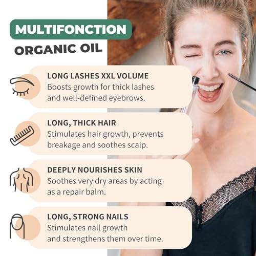BIONOBLE Organic Castor Oil Cold Pressed + Mascara Kit - Hexane Free, 100% Natural - Pure Castor Oil Organic for Eyelashes, Hair Growth, Eyebrows, Skin, Face - Glass Bottle, Pipette and Pump - 50ml - Image 2