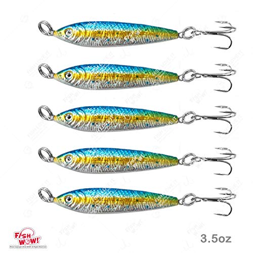 10Pcs 3.5Oz Fishing Mega Metal Bait Jig With A Sharp 3X Treble Hook 2 Colors - Fish Wow! #TOP5