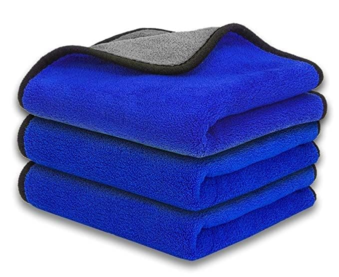 Homemedde91 Professional Grade Premium Microfiber Towels, (12 Inch x 16 Inch) (Pack of 3) - Safe for Car Wash, Home Cleaning & Pet Drying Cloths,Ultrasoft Car Microfiber Cleaning Towel (BLUE)