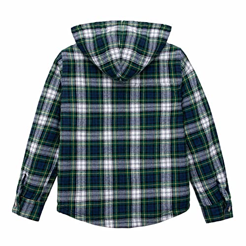 Image of ThCreasa Boys Plaid Flannel Jackets Sherpa Lined Zip Up Long Sleeve Warm Flannel Shirt with Hood