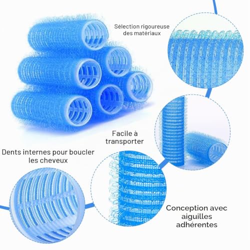 DHWEKU Lot de 37 bigoudis autocollants Pour salon, coiffure, rat et queue Avec peigne à queue pointe acier – vue 3