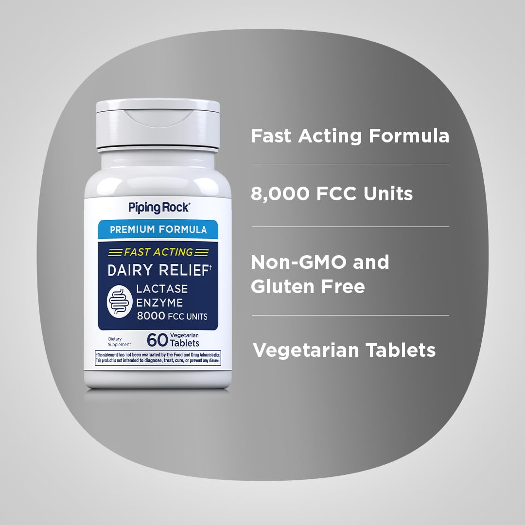 Piping Rock Fast Acting Lactase Enzyme | 8000 FCC | 60 Tablets — Amazon image 4
