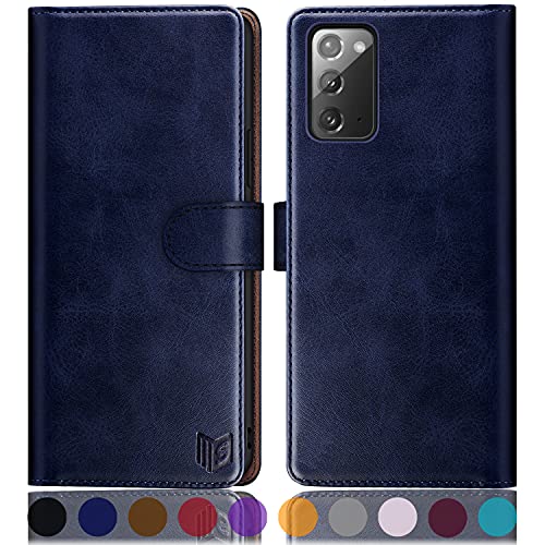 Étui portefeuille Samsung Note 20 SUANPOT bleu en cuir PU avec protection RFID