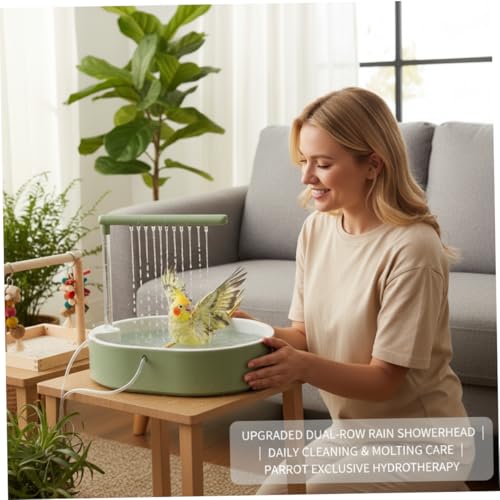 Ducha para pájaros y baño para loros verde grisáceo con bomba de agua silenciosa 4