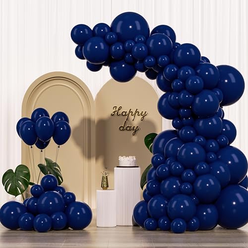 IXVAN Navy Blue Balloons 145pcs Different Sizes 5in 10in 12in 18in Dark Blue Round Latex Balloon Arch Kit Garland for Graduation Wedding Baby Shower Birthday Party Decoration