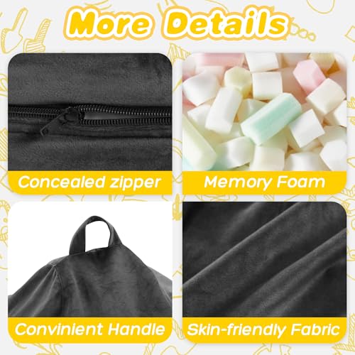 HABUTWAY 2FT Bean Bag Chair, 2' Beanbags Small Bean Bag Chairs with Filling, Teardrop Bean Bag Chair Luxurious Velvet Ultra Soft Fur with Removable Cover (Grey)