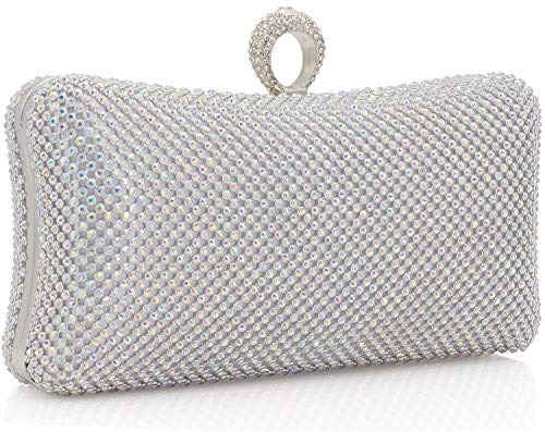Image of Dexmay Rhinestone Clutch Purse with Crystal Clasp Evening Handbag for Bridal Wedding Party