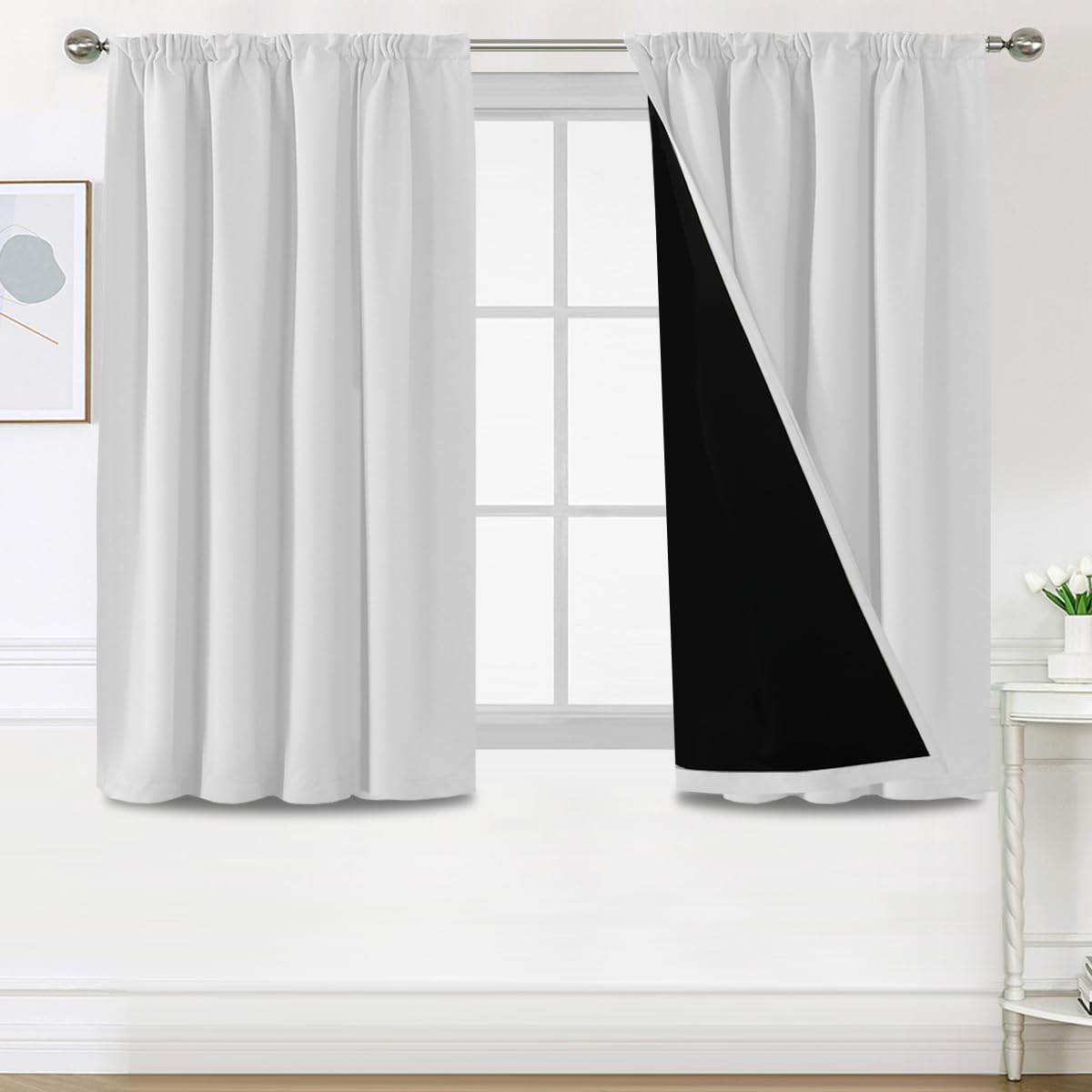 BellaHills 100% Blickdicht Vorhang mit Kräuselband 2er Set Schlafzimmer Gardinen Blickdicht Verdunklungsvorhänge Thermal Curtains Blackout Vorhang