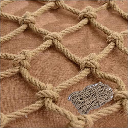 Rete da arrampicata in corda di canapa, 2 x 4 mm di spessore, sicura per esterni, per balconi, terrazze e porte, rete di protezione durevole per bambini e animali domestici